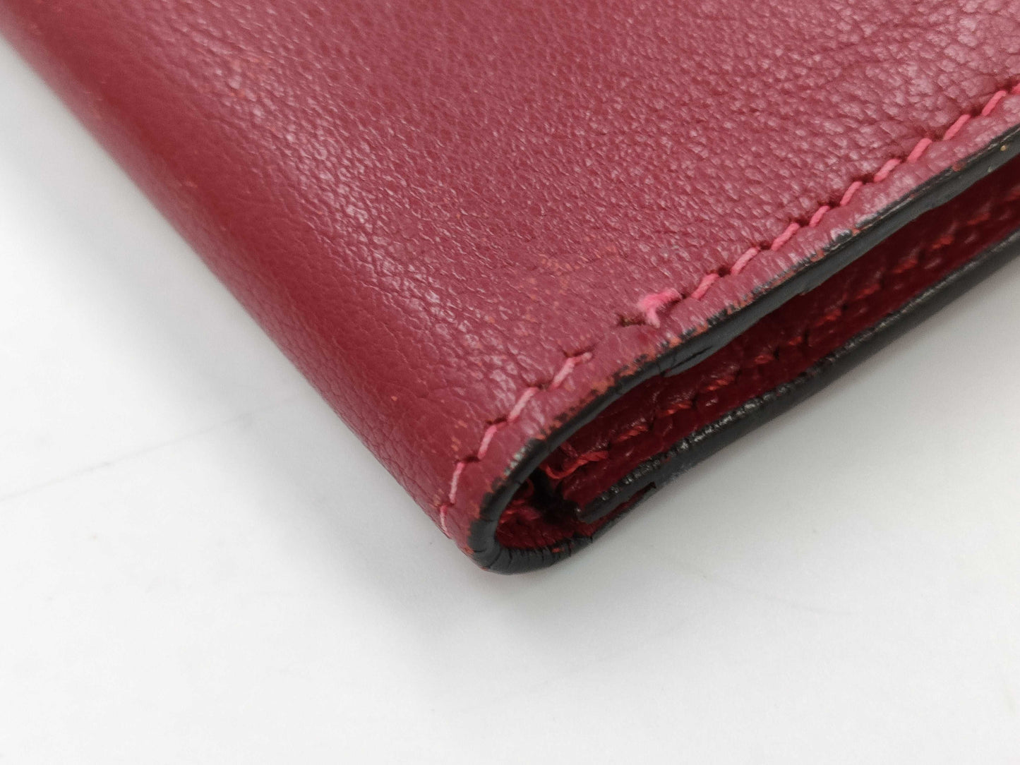 HERMES Bearn Soufflet □H Red Wallet