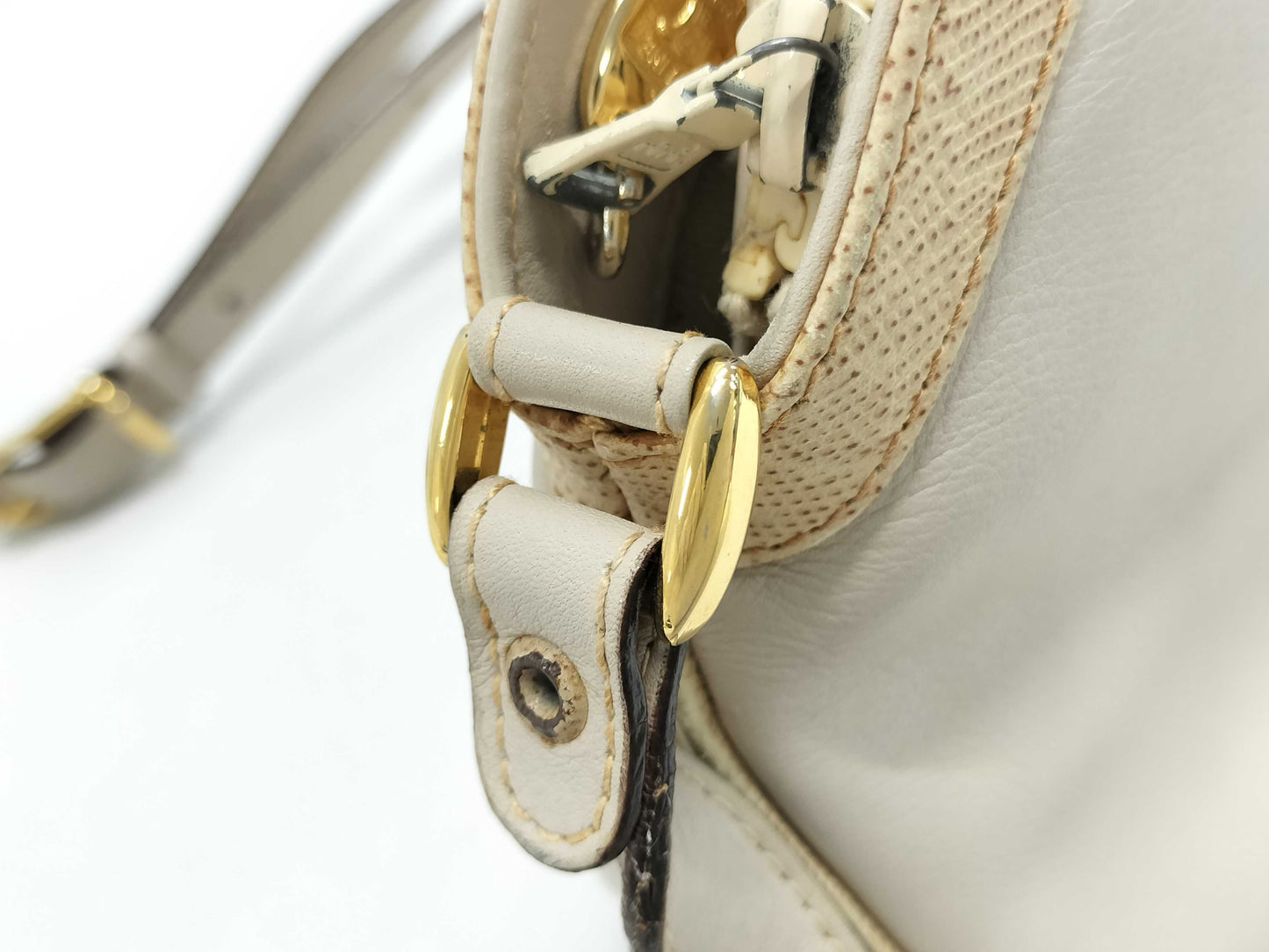 CELINE Carriage Hardware Lizard Embossed Leather Shoulder Bag