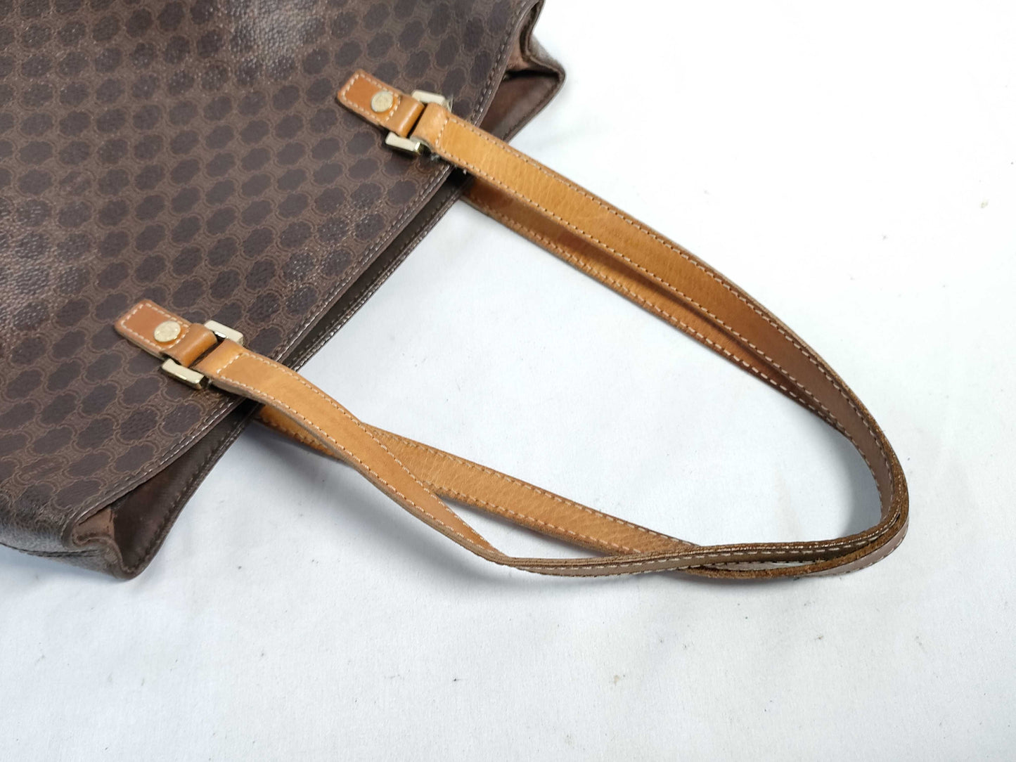 CELINE Macadam PVC and Leather Tote Bag, Brown