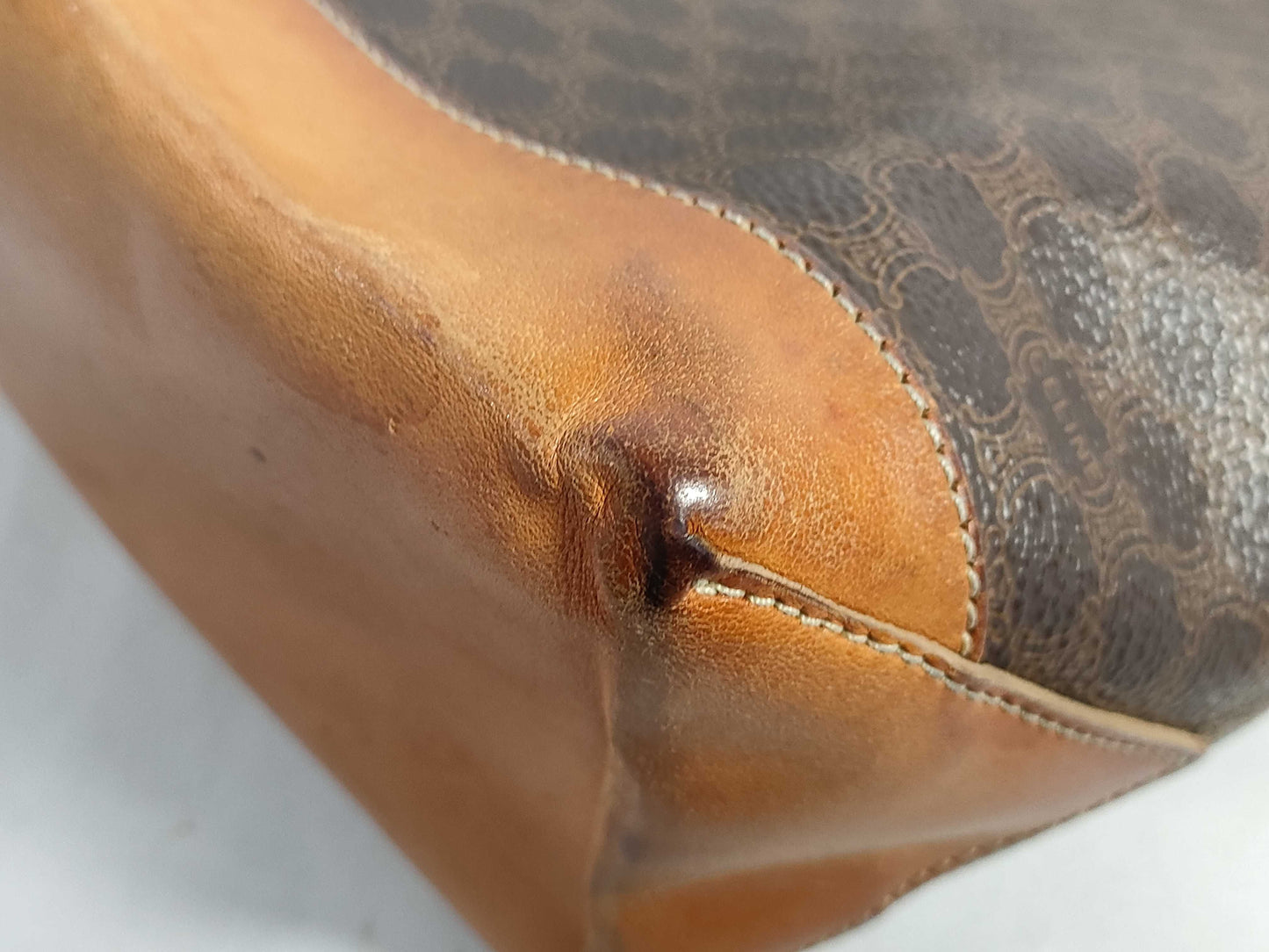 CELINE Macadam PVC and Leather Tote Bag, Brown