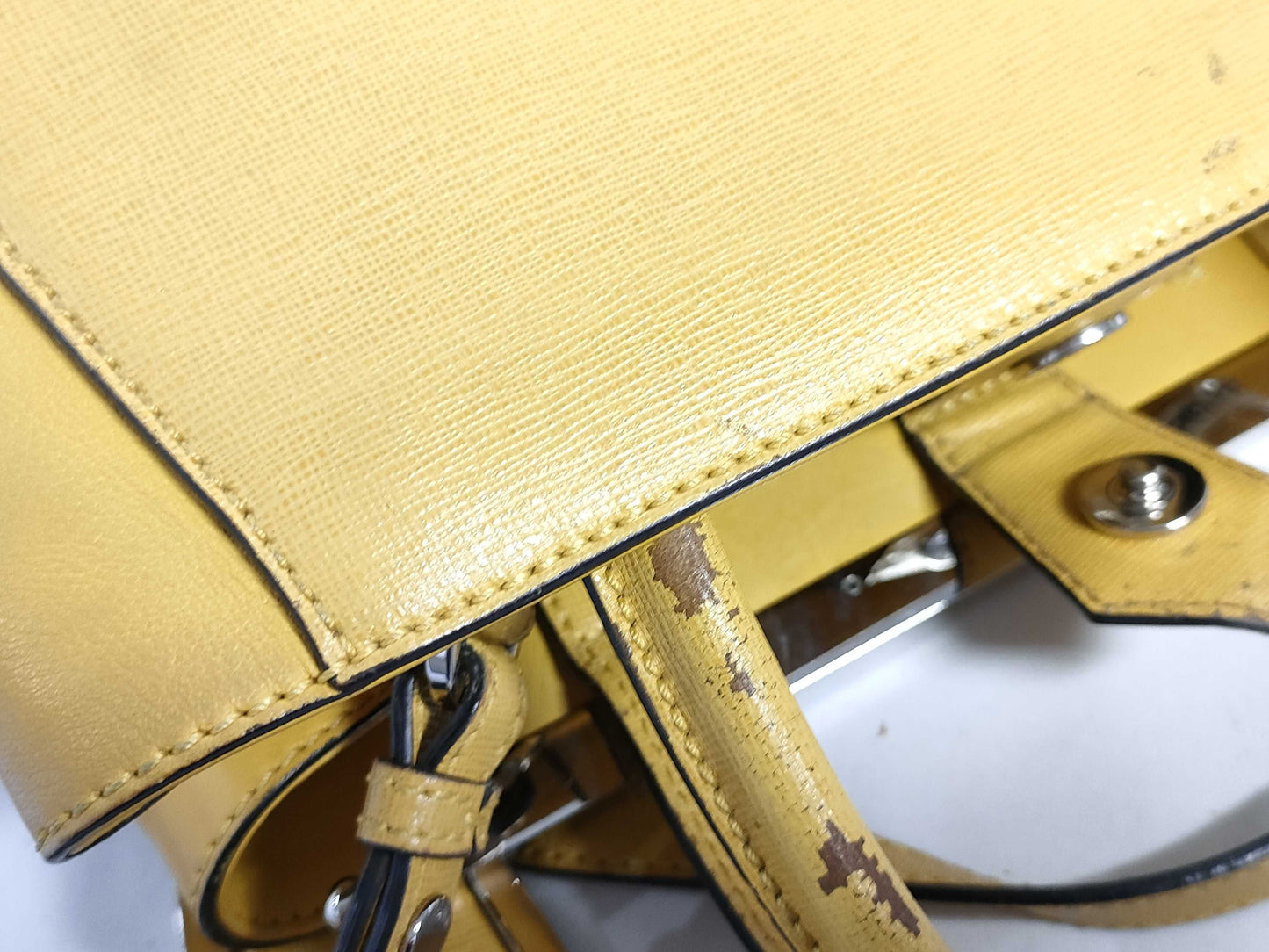 FENDI ID-Fendi Leather Yellow Saffiano 25cm #8BH253-D7E-158-8241 Hand Bags SHW Handbag