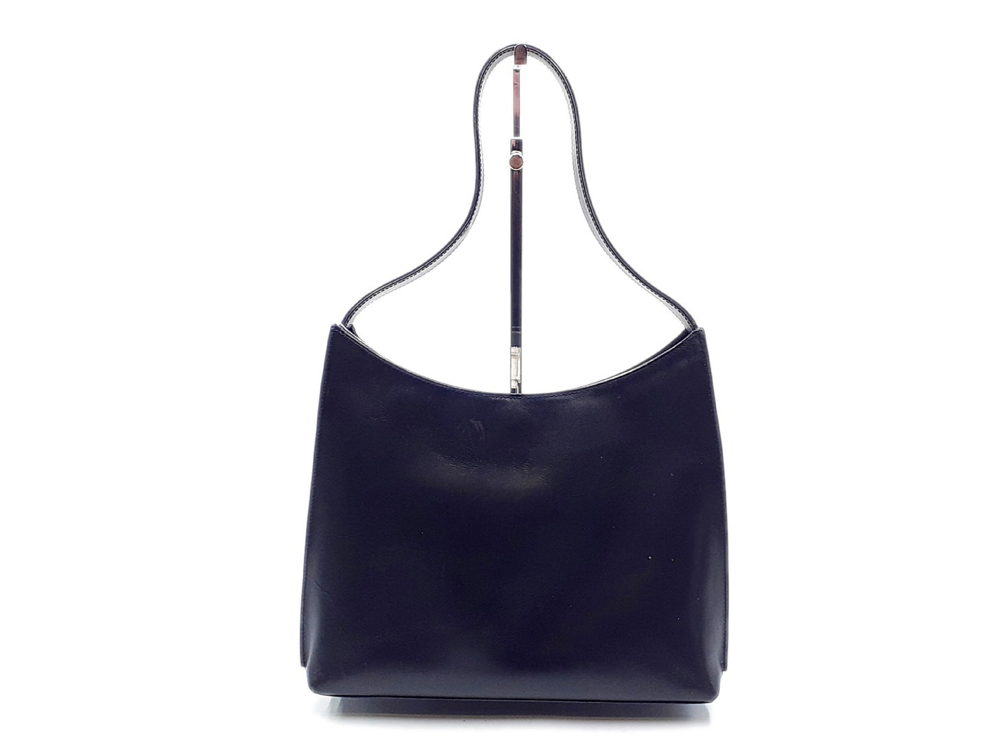 GUCCI Leather Hand Shoulder Bag, Black with Silver Hardware, 001 3124