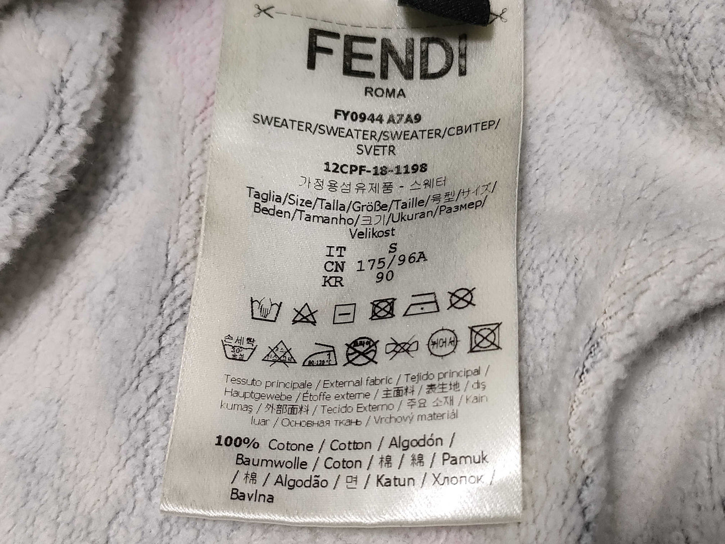 FENDI Zucca print sweatshirt for men, current tag.