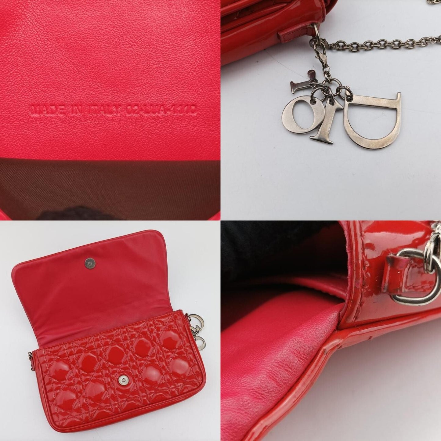 Dior Lady Dior Cannage Orange Patent 02-LUA-1110 Shoulder Bag