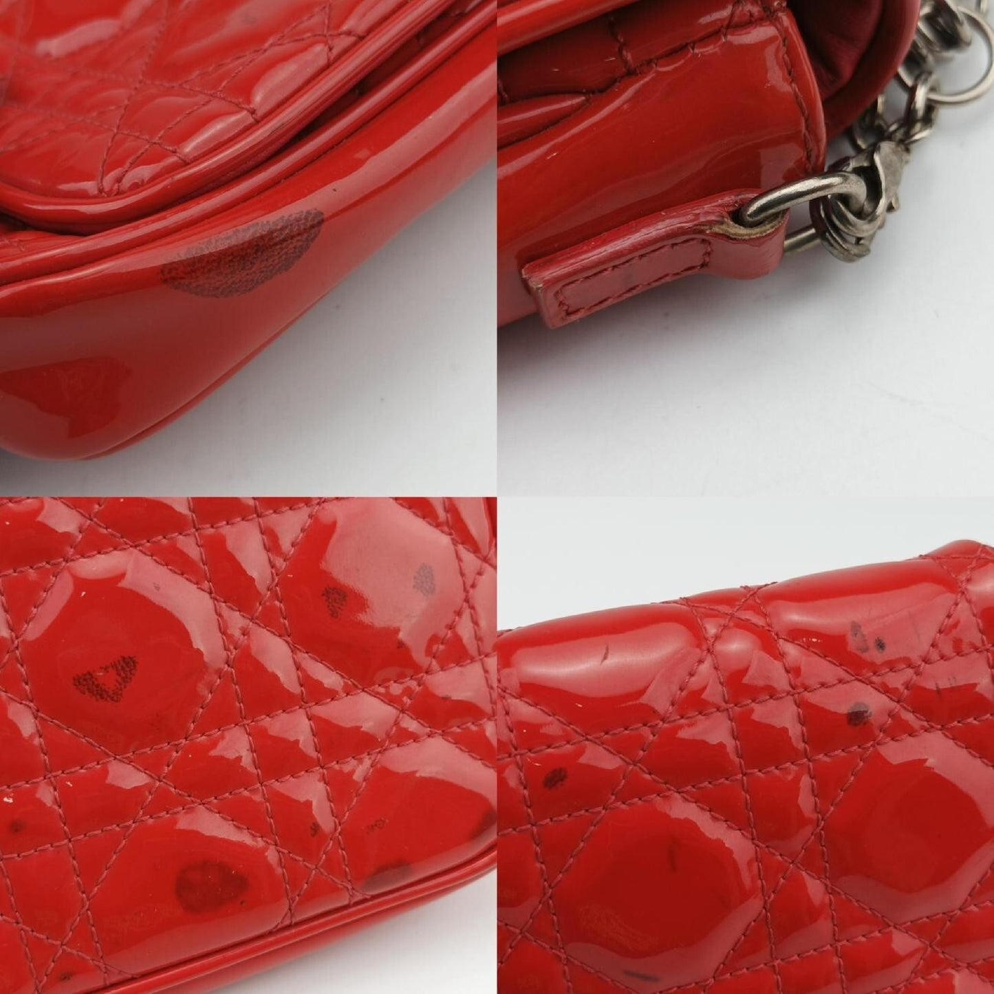 Dior Lady Dior Cannage Orange Patent 02-LUA-1110 Shoulder Bag