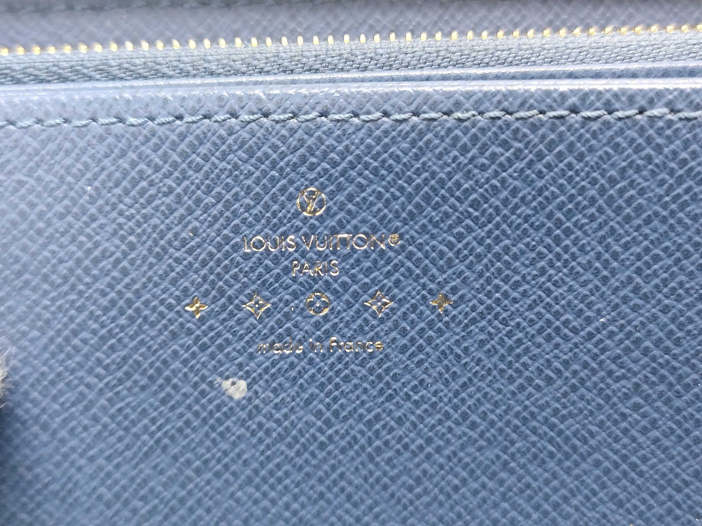 LOUIS VUITTON Monogram Denim Zippy Wallet, Blue, Round Zipper, Long Wallet