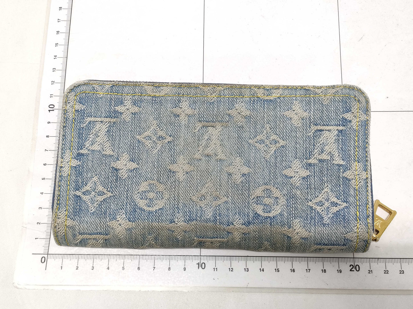 LOUIS VUITTON Monogram Denim Zippy Wallet, Blue, Round Zipper, Long Wallet