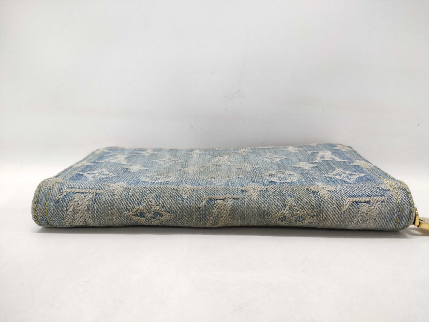 LOUIS VUITTON Monogram Denim Zippy Wallet, Blue, Round Zipper, Long Wallet