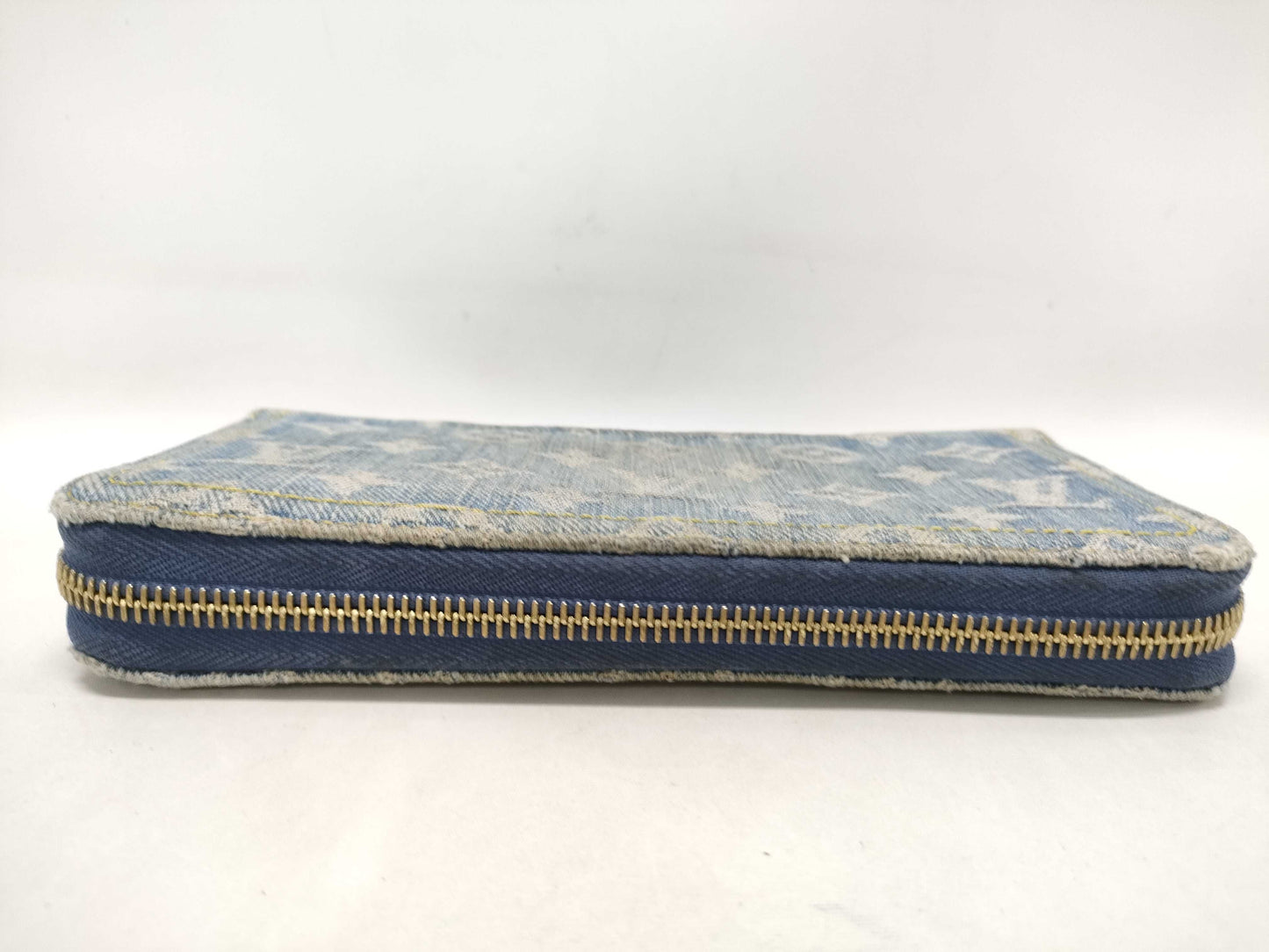 LOUIS VUITTON Monogram Denim Zippy Wallet, Blue, Round Zipper, Long Wallet