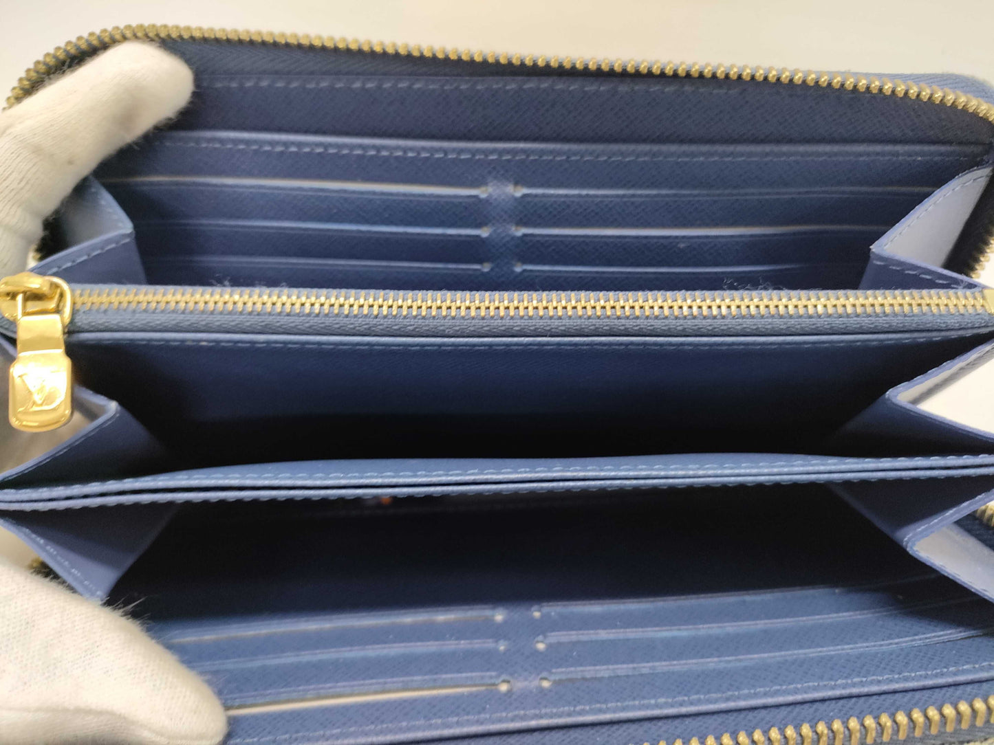LOUIS VUITTON Monogram Denim Zippy Wallet, Blue, Round Zipper, Long Wallet