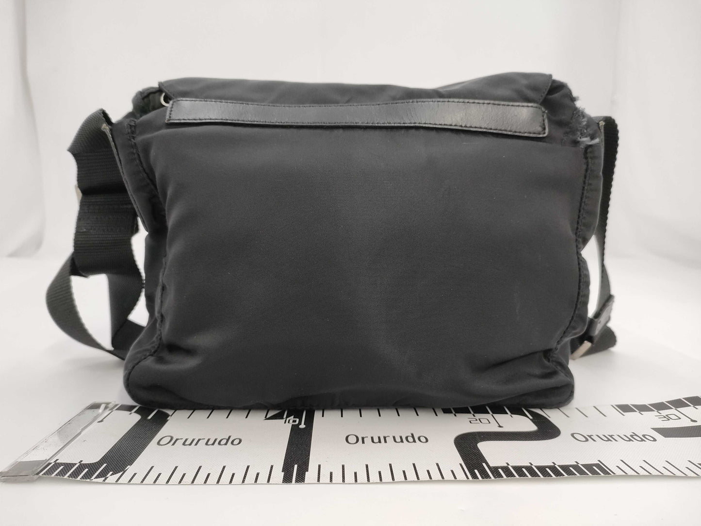 PRADA Prada Triangle Plaque Logo Black Nylon and Leather Shoulder Bag