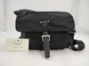 PRADA Prada Triangle Plaque Logo Black Nylon and Leather Shoulder Bag