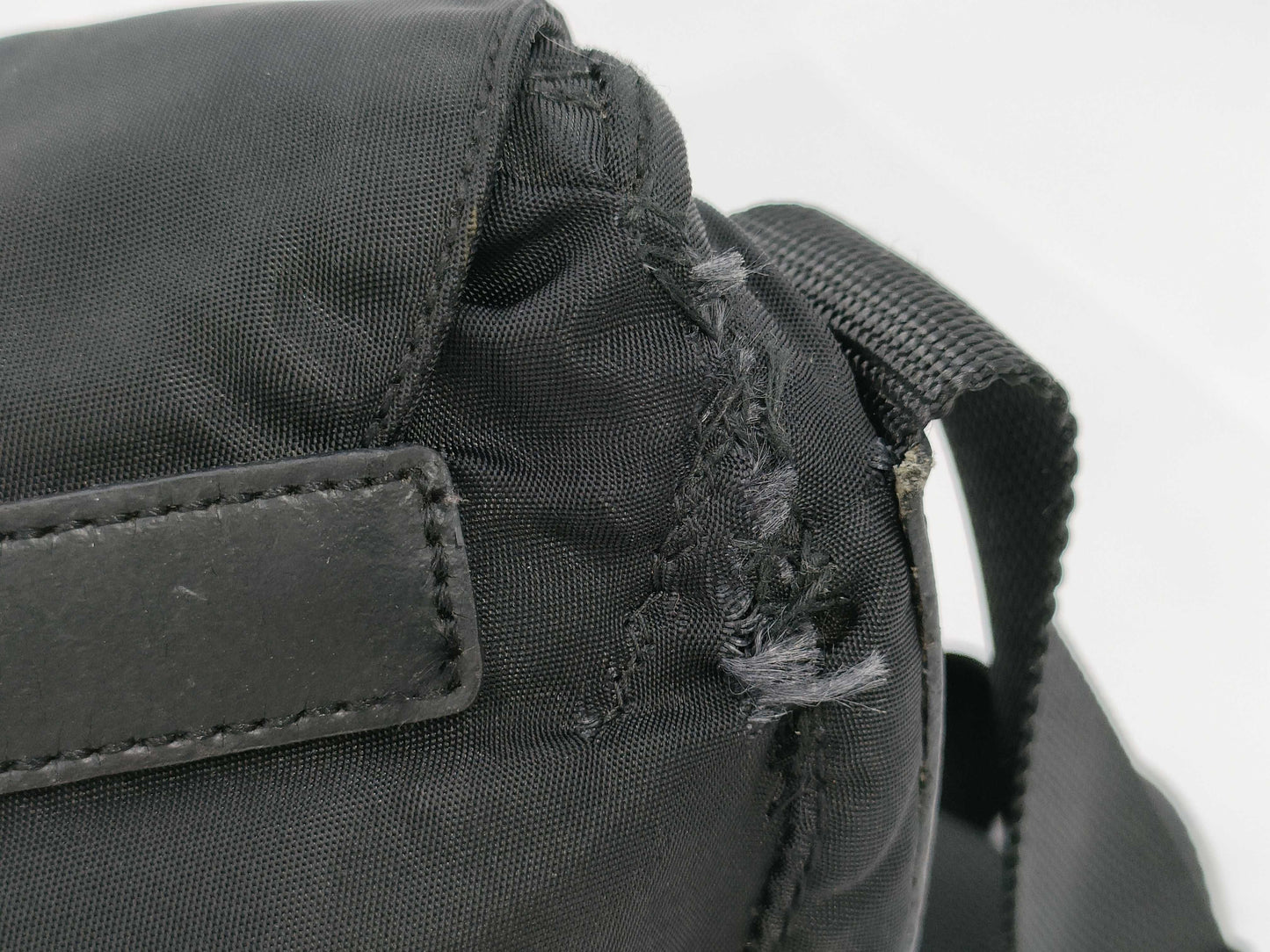 PRADA Prada Triangle Plaque Logo Black Nylon and Leather Shoulder Bag