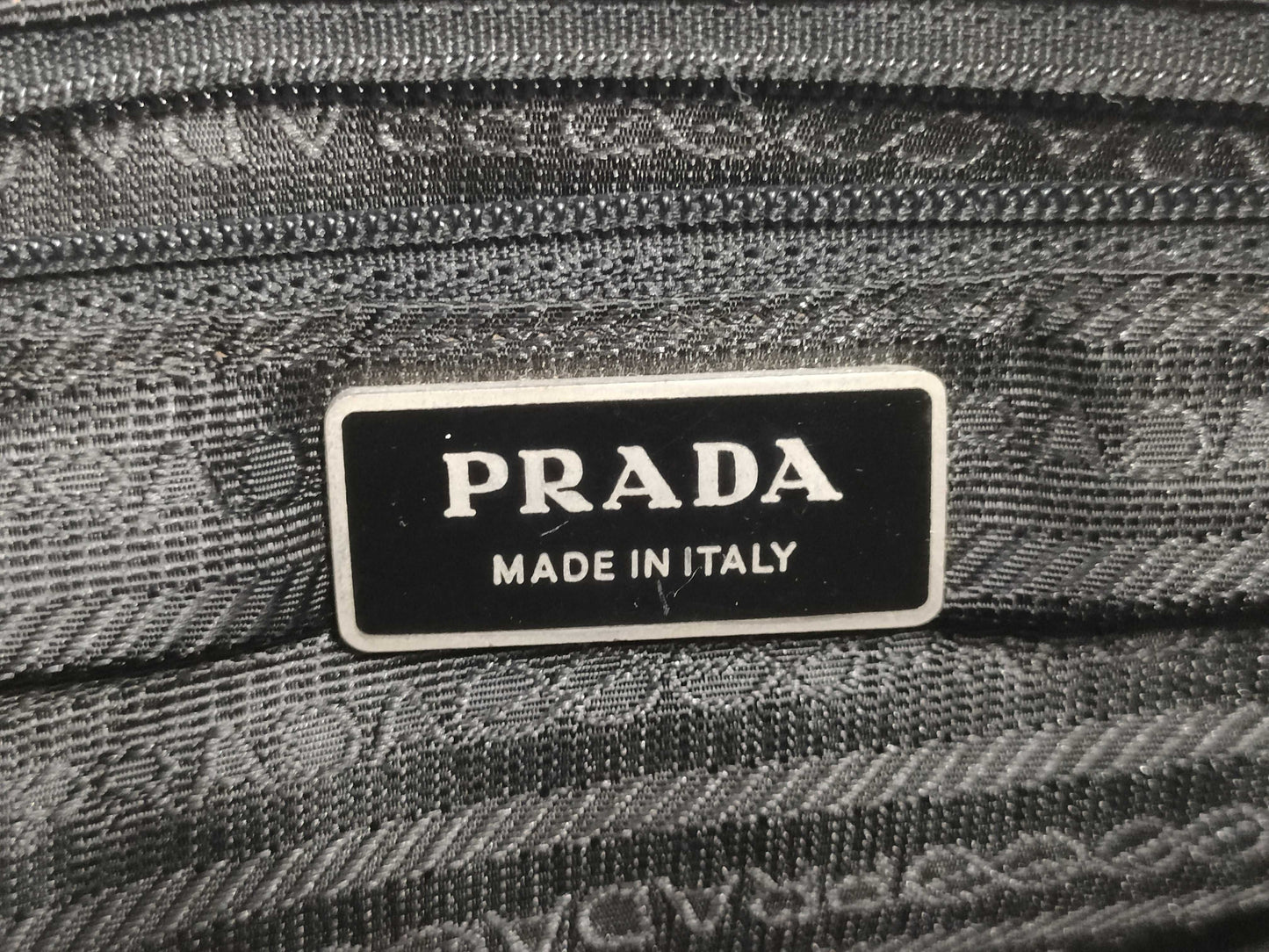 PRADA Prada Triangle Plaque Logo Black Nylon and Leather Shoulder Bag
