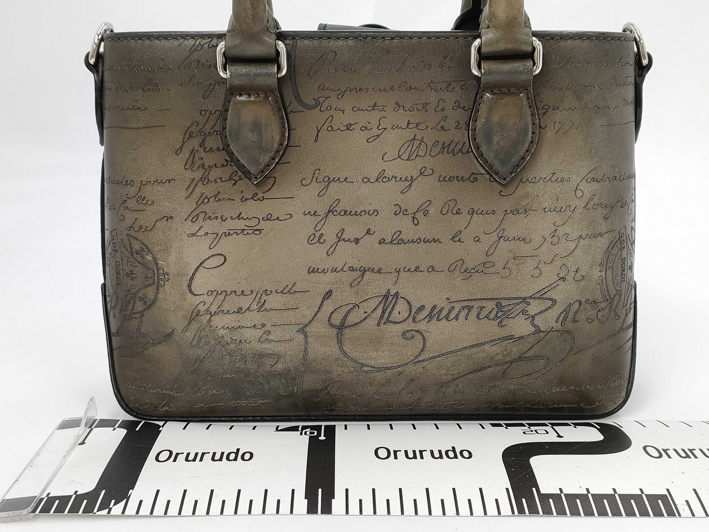 Berluti Toujours Gulliver Shoulder Mini Tote Handbag Calligraphy Handbag