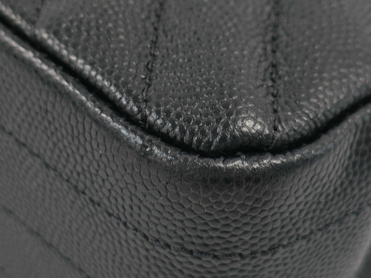 CHANEL Caviar Skin V-Stitch Shoulder Bag