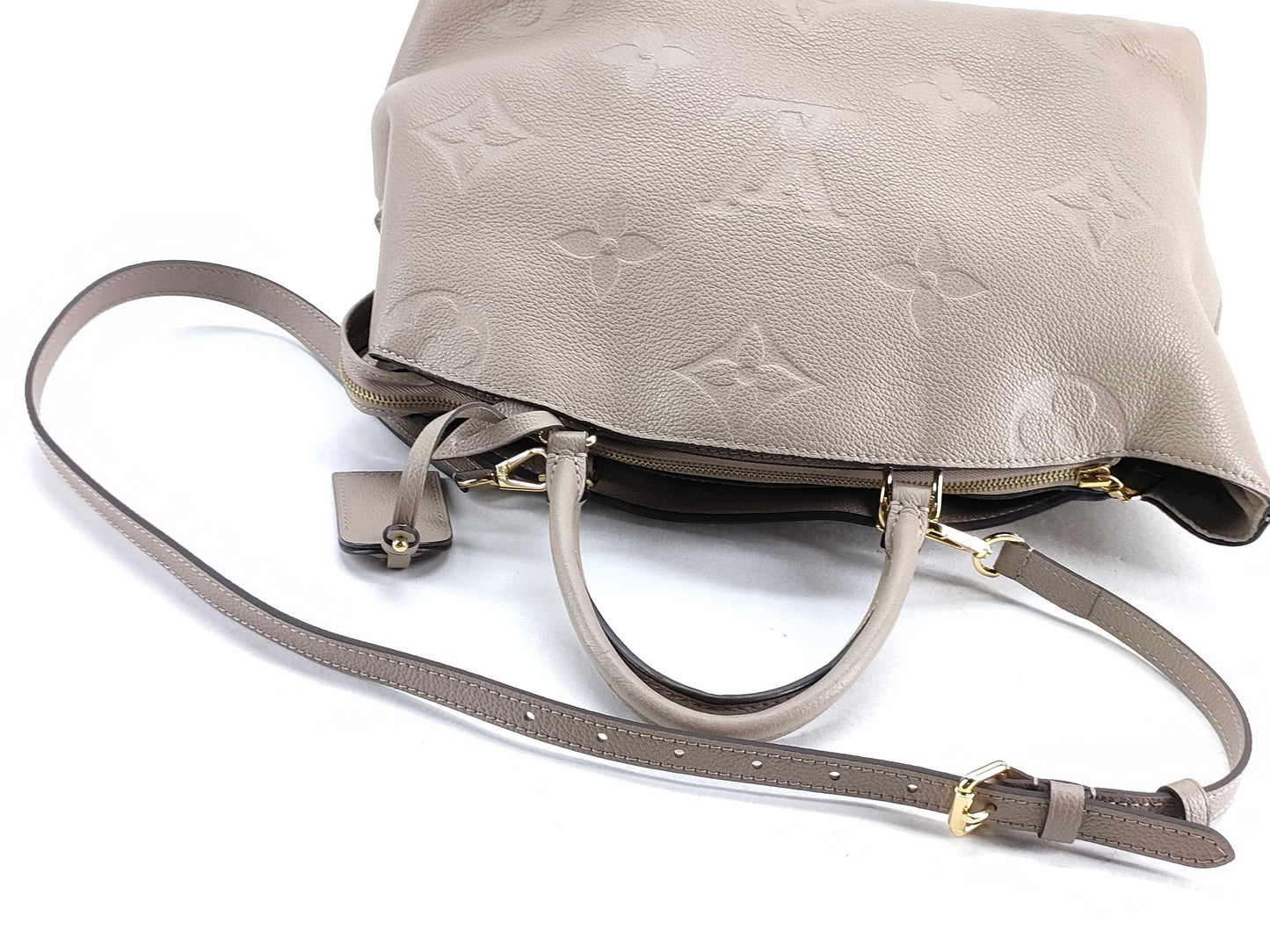 LOUIS VUITTON M45833 Monogram Empreinte Grand Palais MM M45833 Beige RFID Enabled Tote Bag