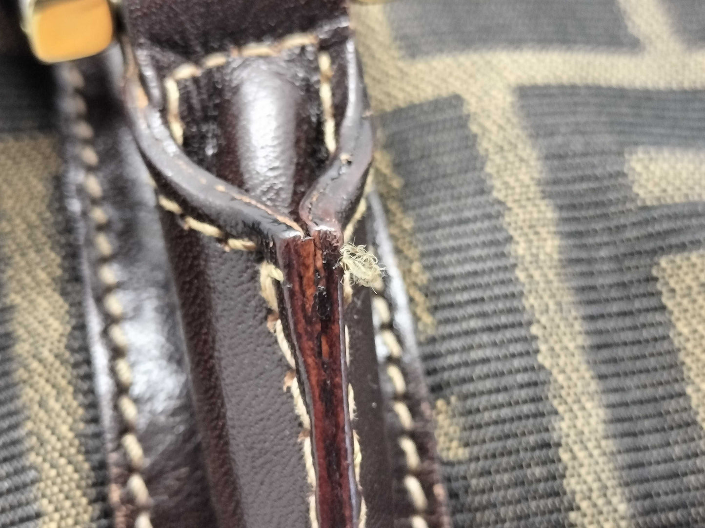 FENDI Zucca Canvas 2-Way Handbag Khaki x Black