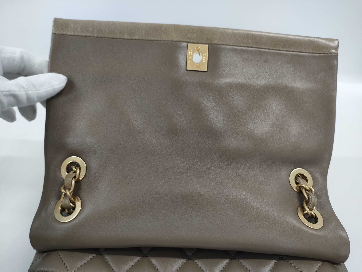 CHANEL Shoulder Bag, GP Hardware, Lambskin, Gray, Shoulder Bag