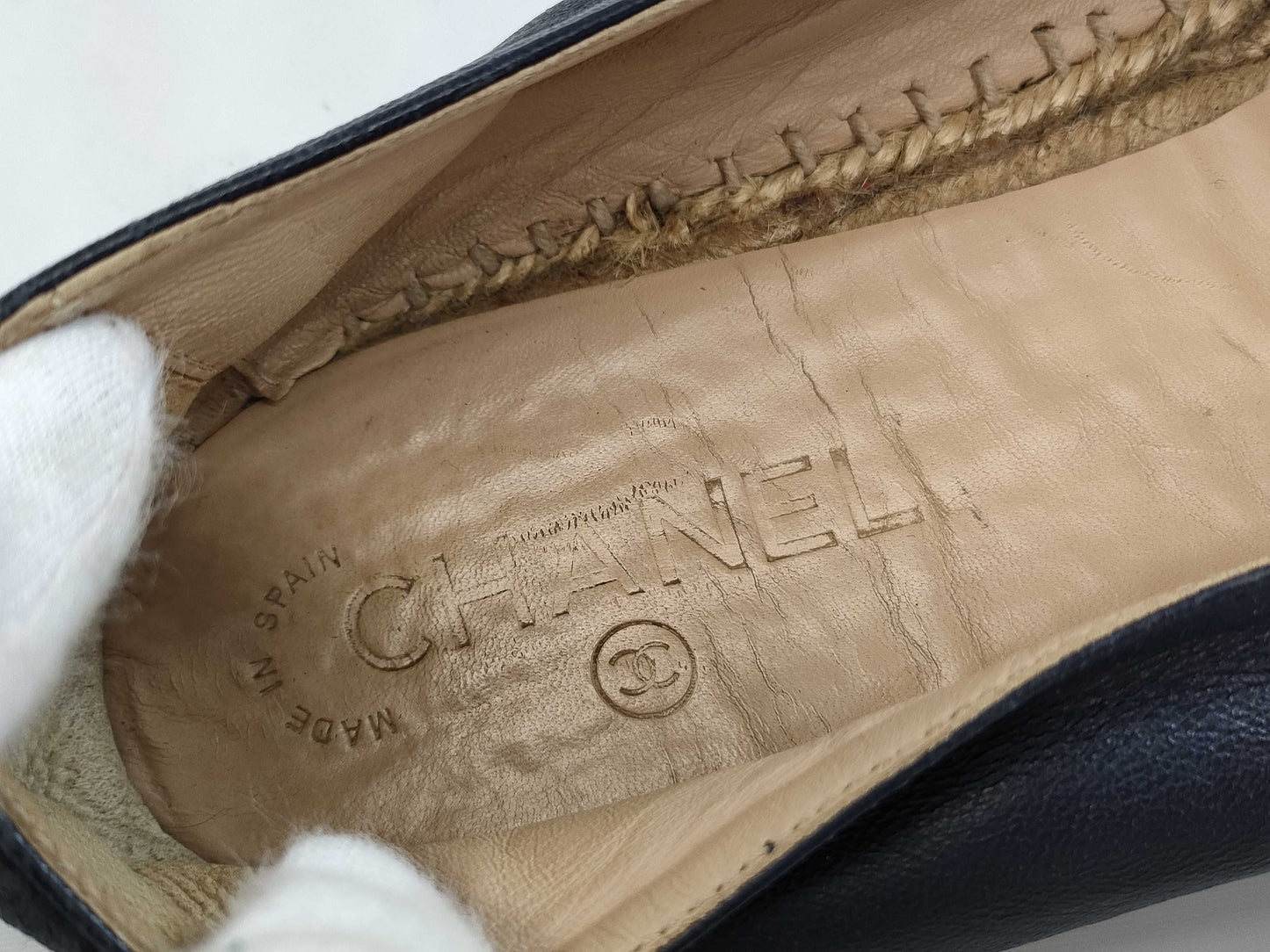 CHANEL Coco Mark Leather Espadrilles G29741 Men's Size 44 Other Shoes