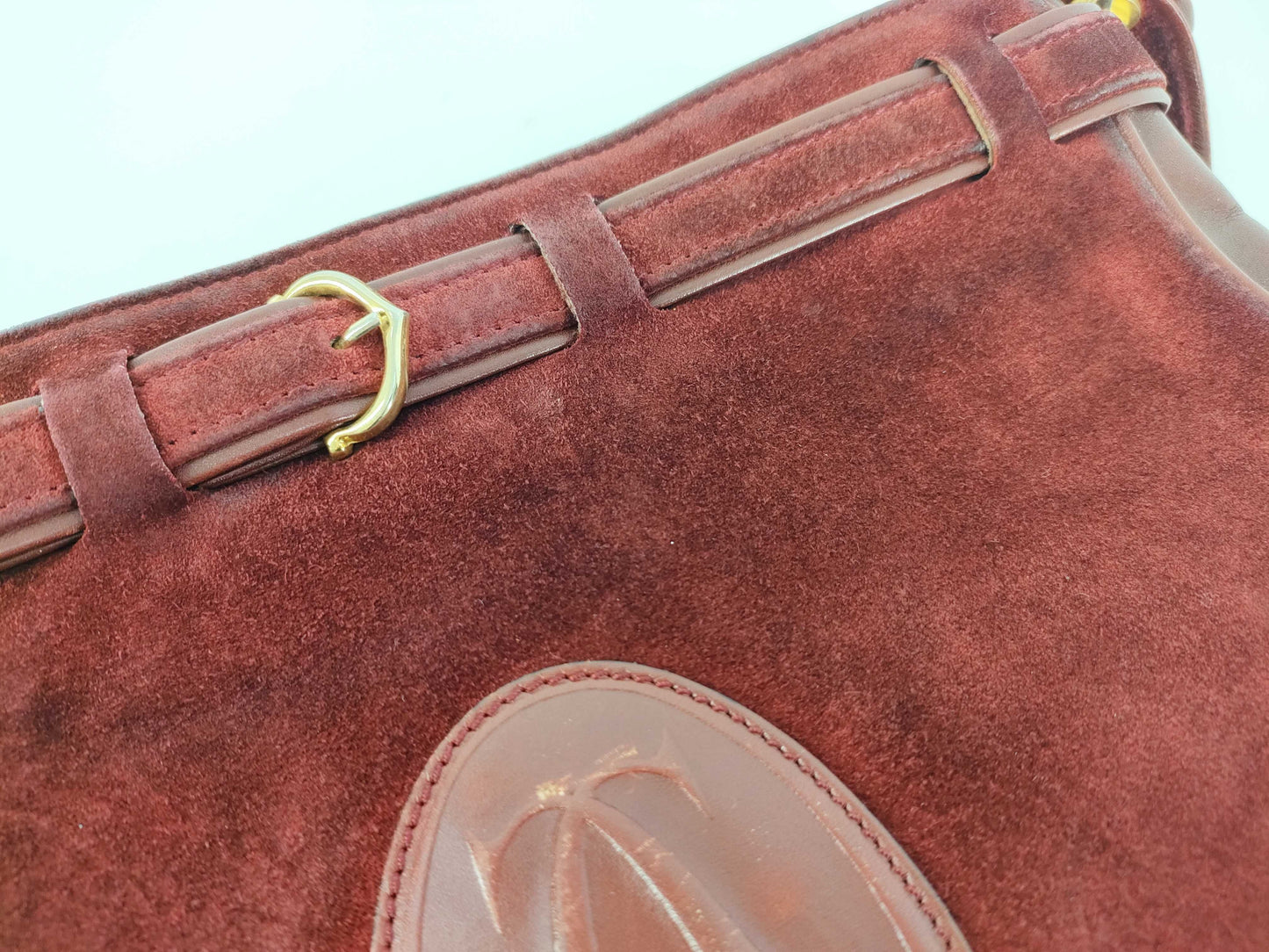 Cartier Must Cartier Shoulder Bag Suede Leather Bordeaux Shoulder Bag