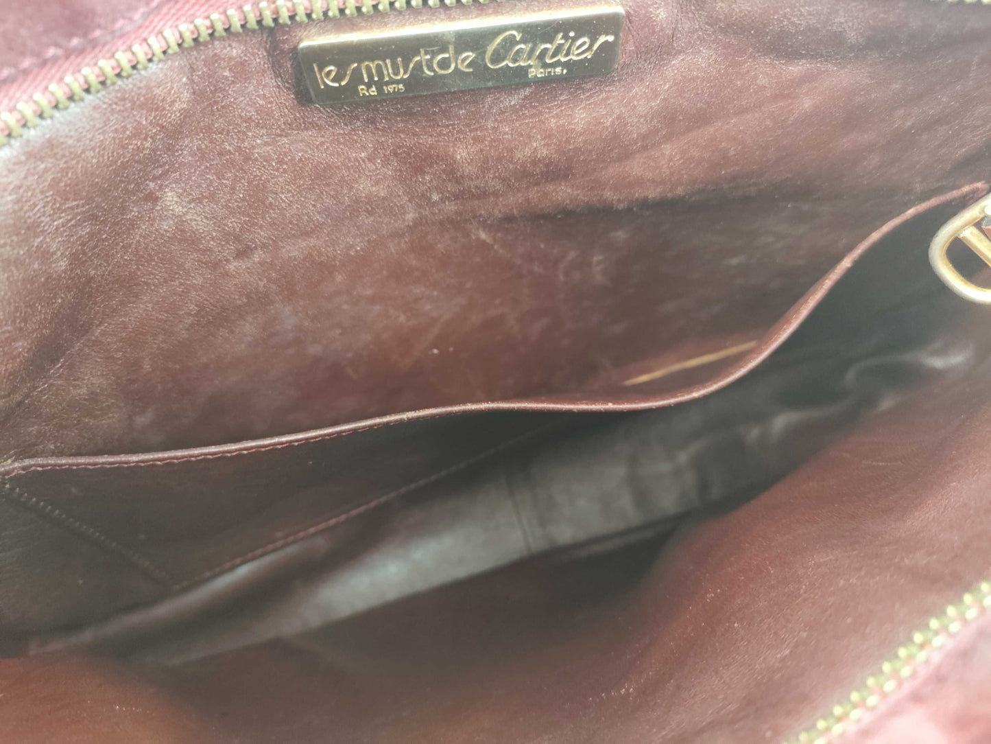 Cartier Must Cartier Shoulder Bag Suede Leather Bordeaux Shoulder Bag