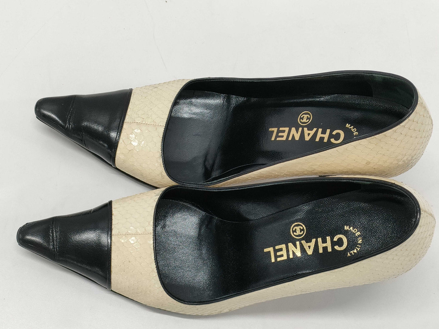 CHANEL CHANEL Python Two-tone Heel Pumps Size 37