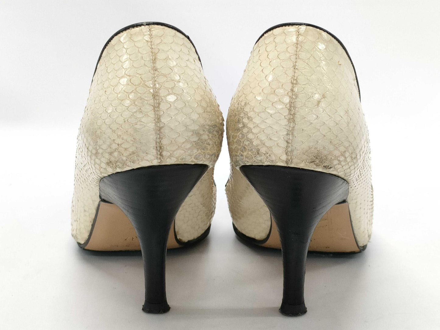 CHANEL CHANEL Python Two-tone Heel Pumps Size 37