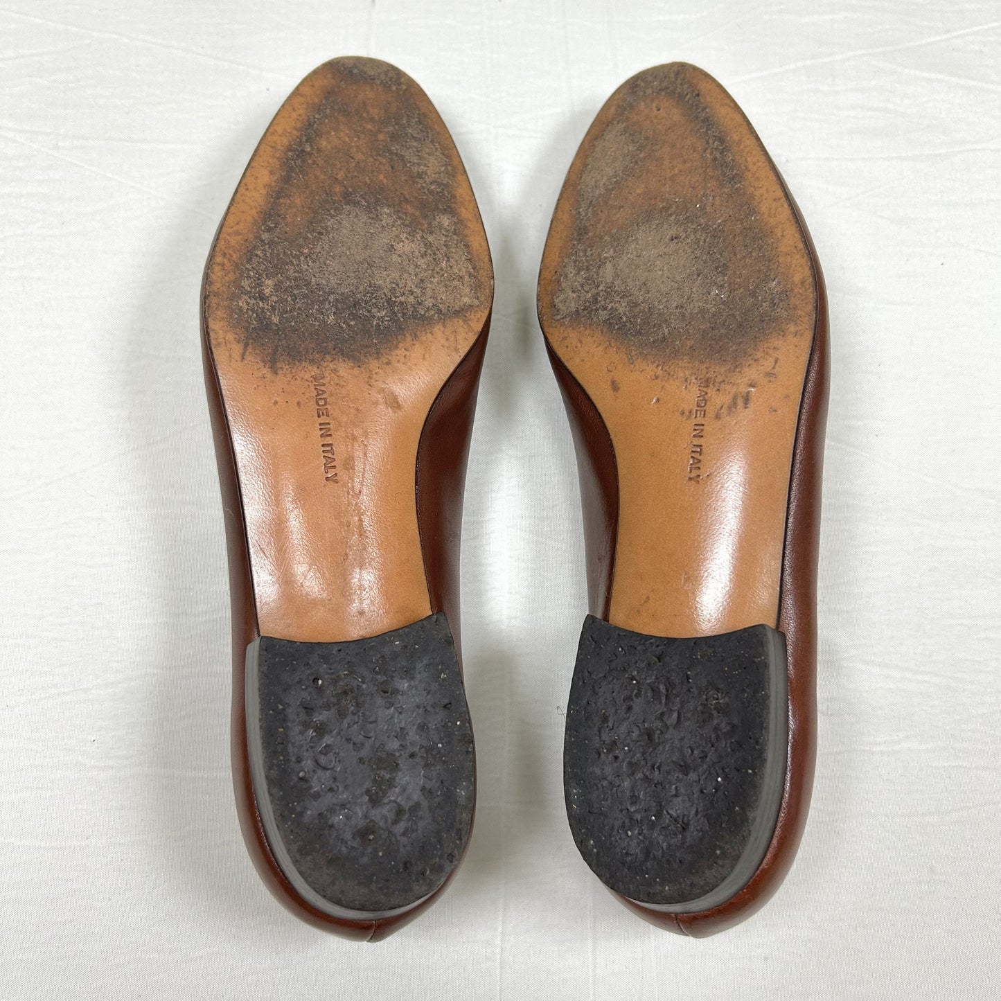 Salvatore Ferragamo Salvatore Ferragamo Flat Pumps 5/C Leather Brown Ribbon Pumps