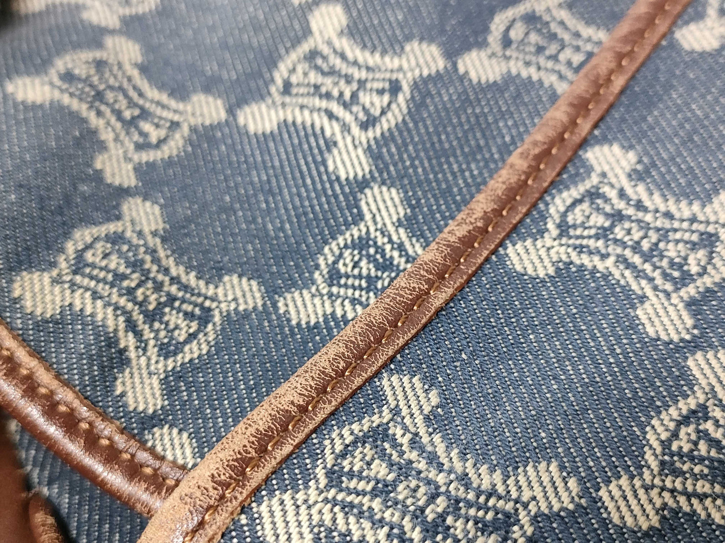 CELINE Paris Macadam Shoulder Bag Denim Shoulder Bag