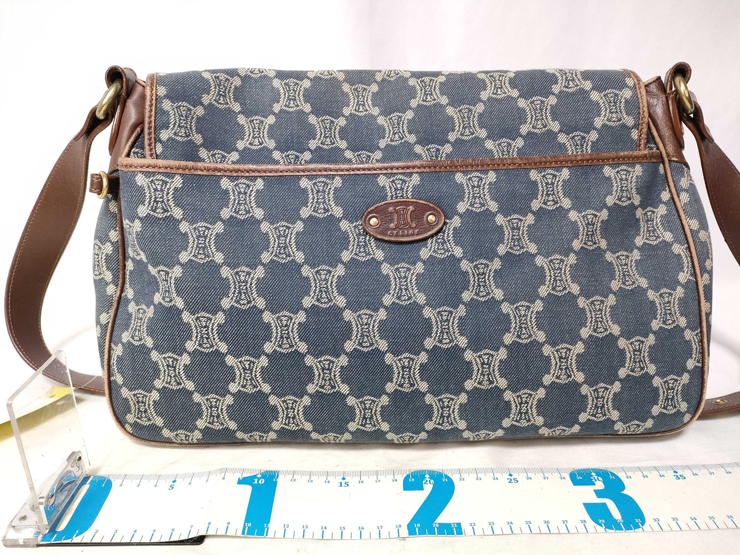 CELINE Paris Macadam Shoulder Bag Denim Shoulder Bag