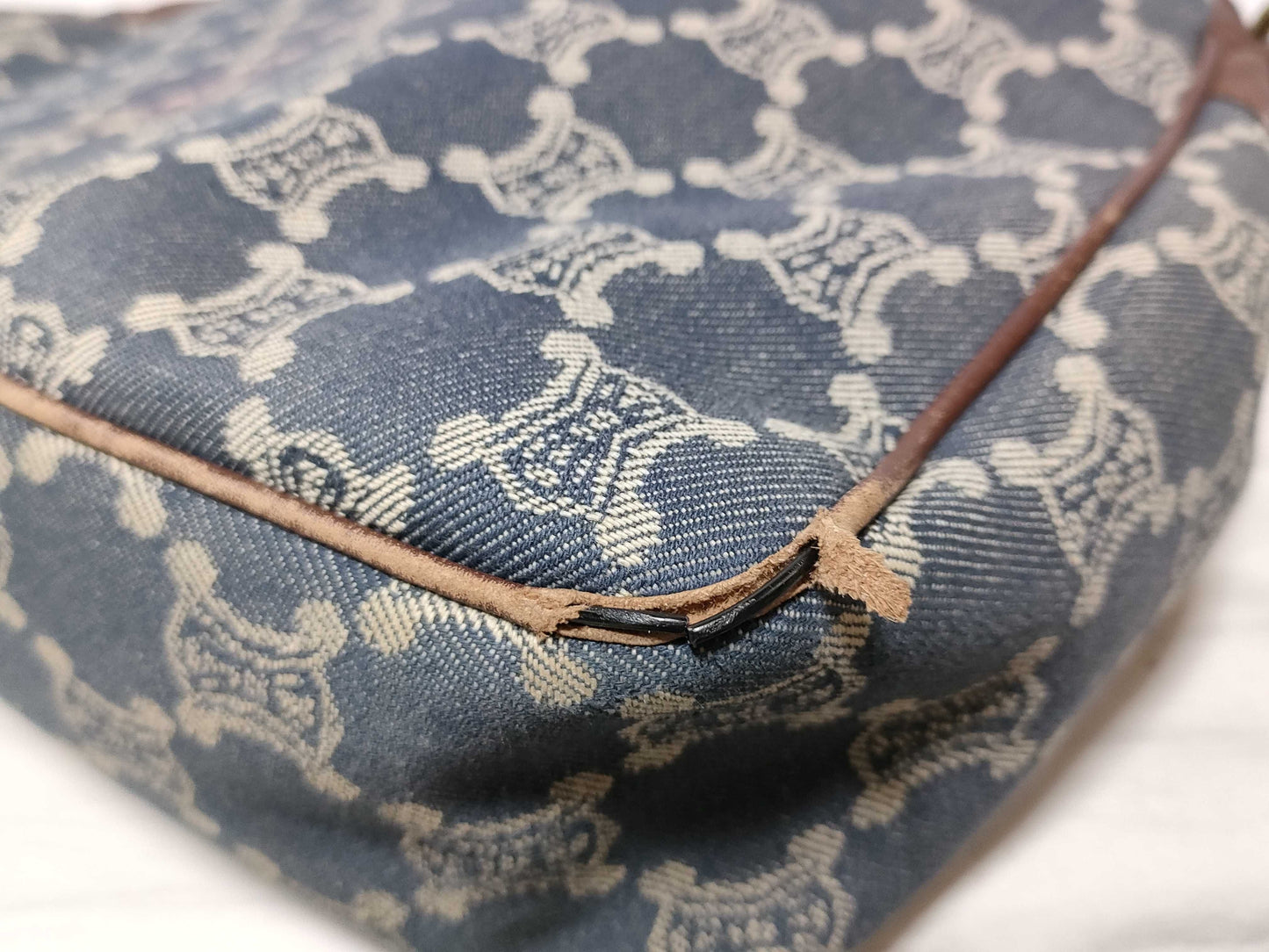CELINE Paris Macadam Shoulder Bag Denim Shoulder Bag