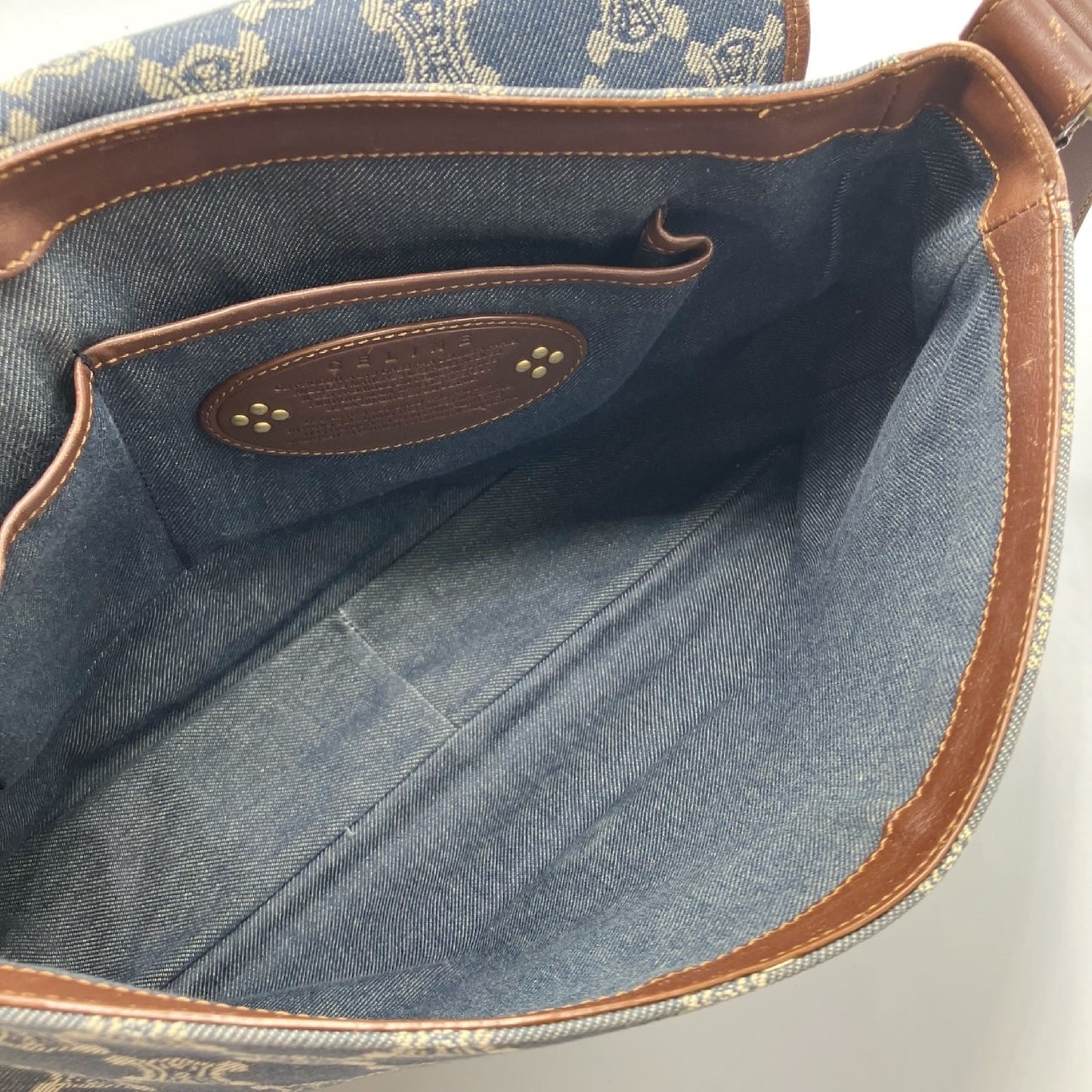 CELINE Paris Macadam Shoulder Bag Denim Shoulder Bag