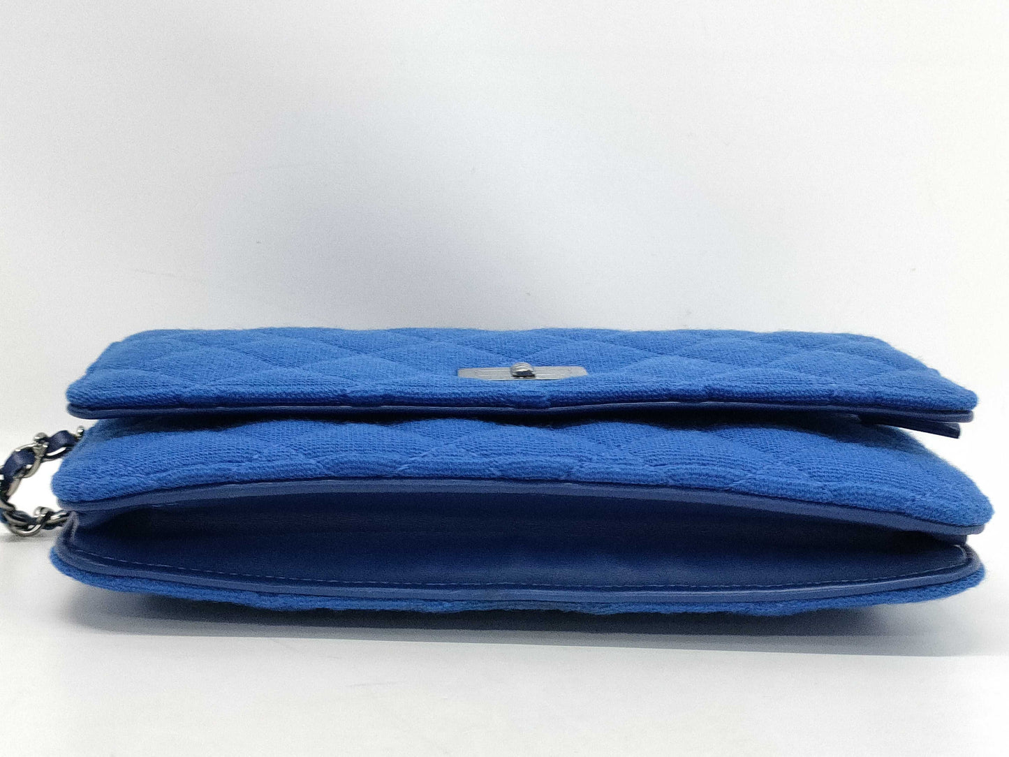 CHANEL Chain Wallet 2.55 Matelasse Cotton Blue Silver Hardware 18 Series with Sticker and Card Included Shoulder Bag