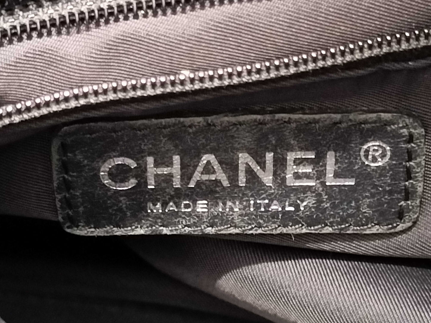 CHANEL Paris Biarritz Tote PM Coated Canvas Black with Silver Hardware A34208 Tote Bag