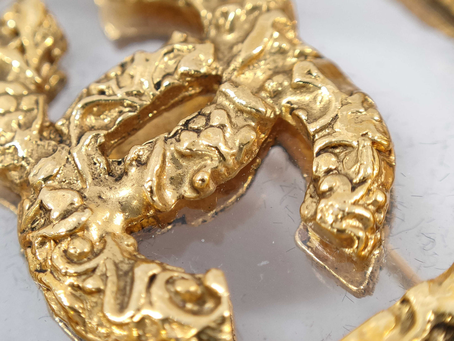 CHANEL Lava Coco Clear Octagon Brooch with Comments