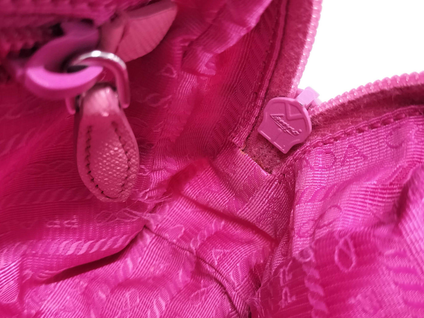 PRADA Prada Nylon Pouch with Elephant Print, Pink, Hand Strap