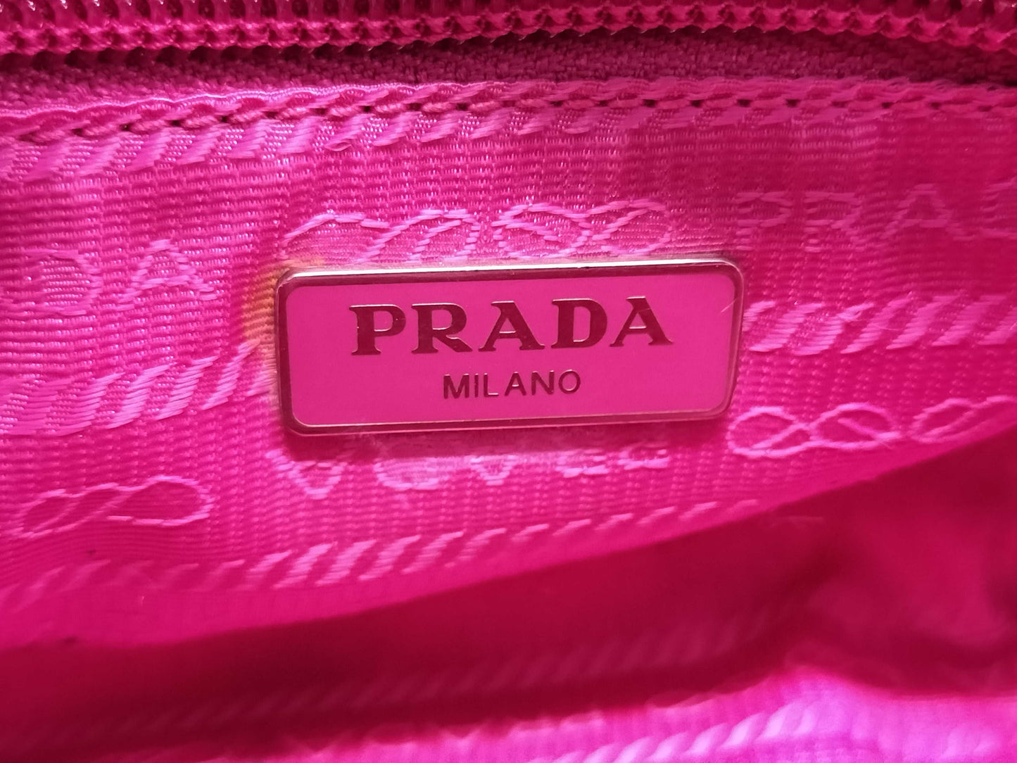 PRADA Prada Nylon Pouch with Elephant Print, Pink, Hand Strap