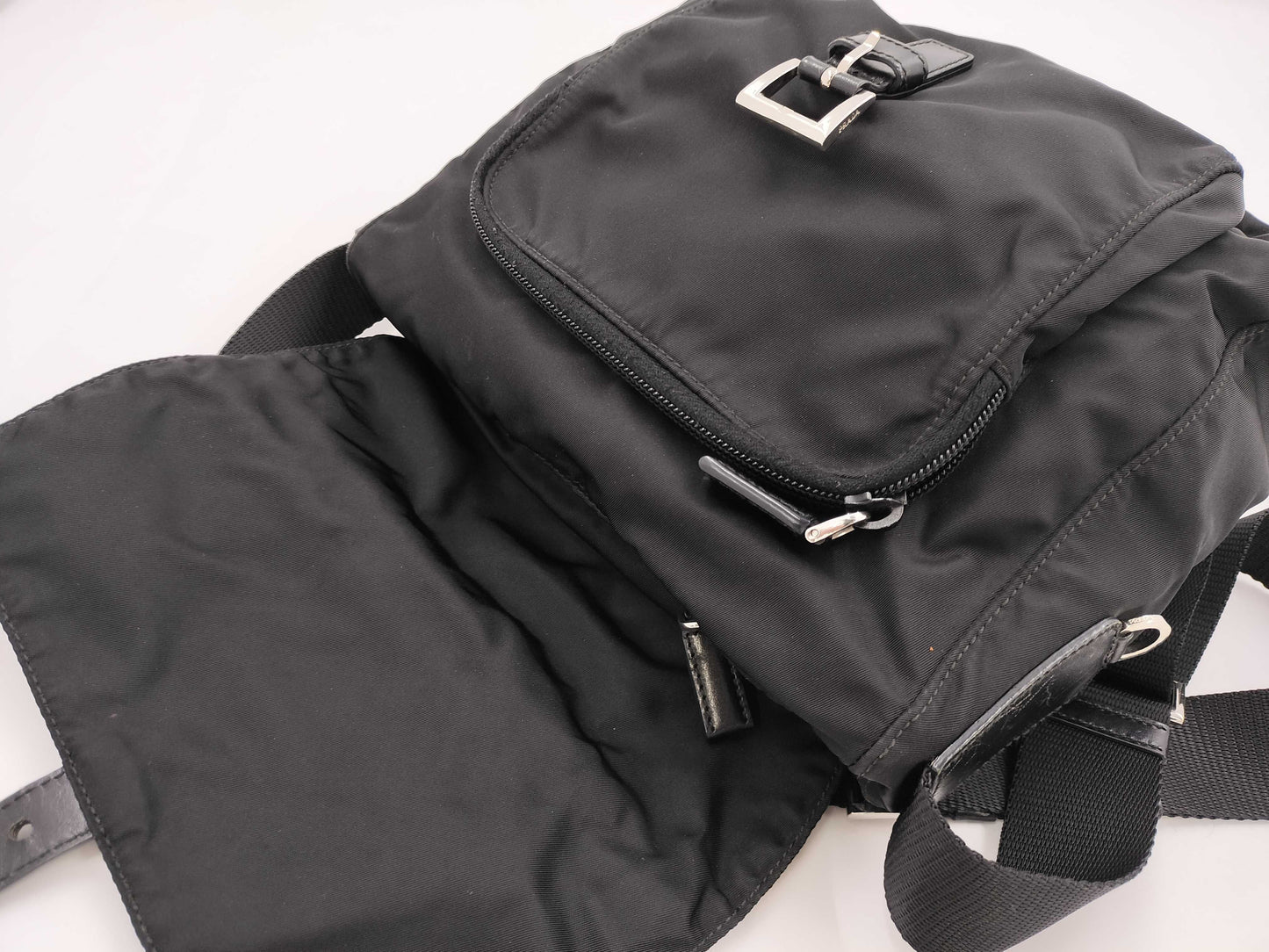 PRADA Prada Triangle Logo Black Shoulder Bag