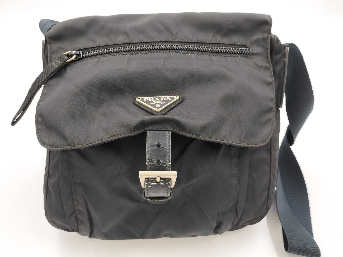 PRADA Prada Triangle Logo Black Shoulder Bag