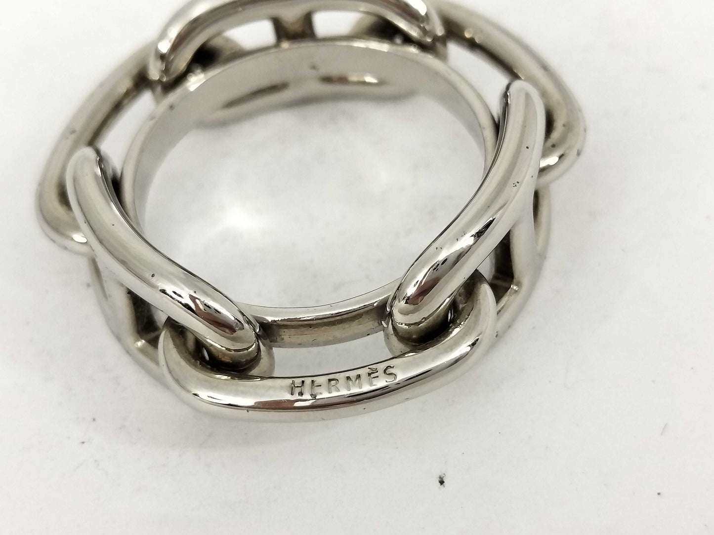 HERMES Chaine d'Ancre Scarf Ring Silver Color Other Accessories
