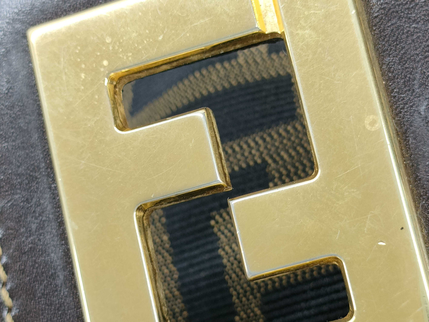 FENDI Zucca FF logo gold hardware canvas shoulder bag