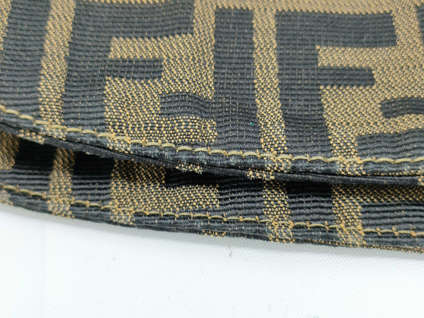 FENDI Zucca FF logo gold hardware canvas shoulder bag