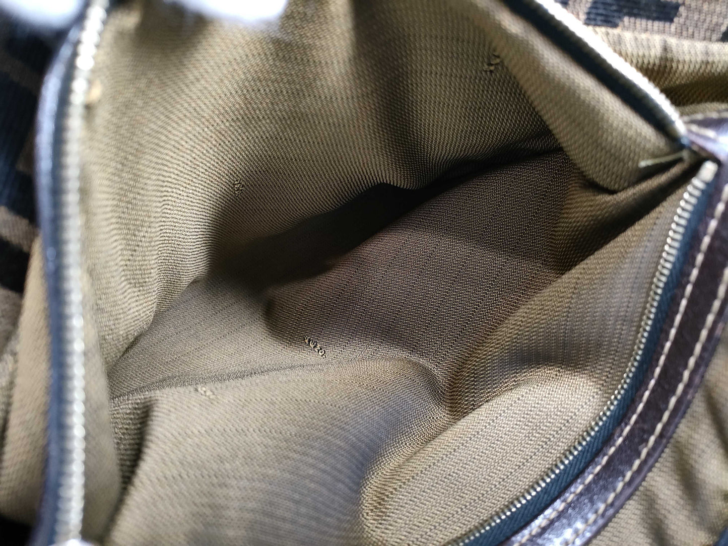 FENDI Zucca FF logo gold hardware canvas shoulder bag