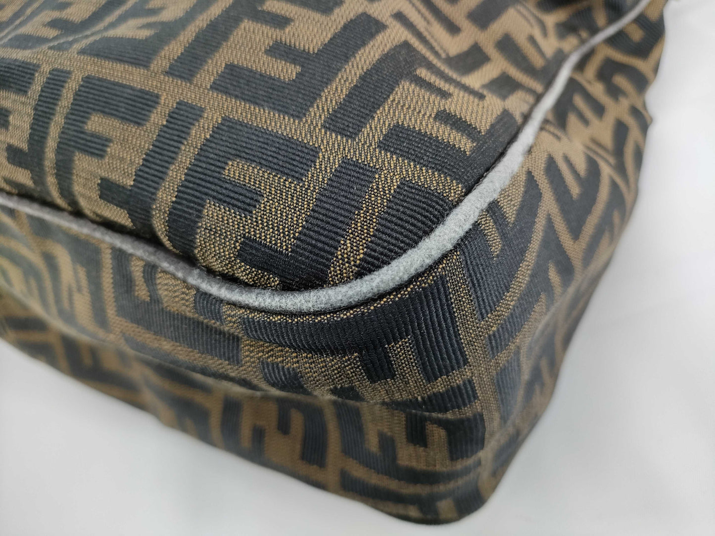 FENDI Zucca FF logo gold hardware canvas shoulder bag