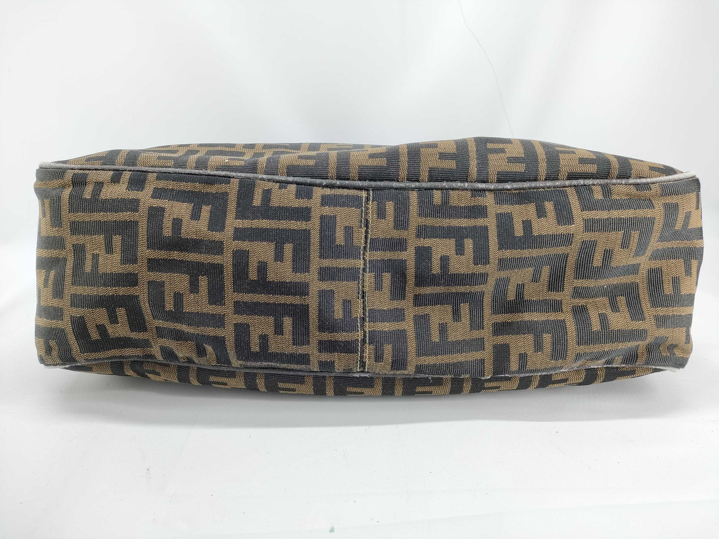 FENDI Zucca FF logo gold hardware canvas shoulder bag