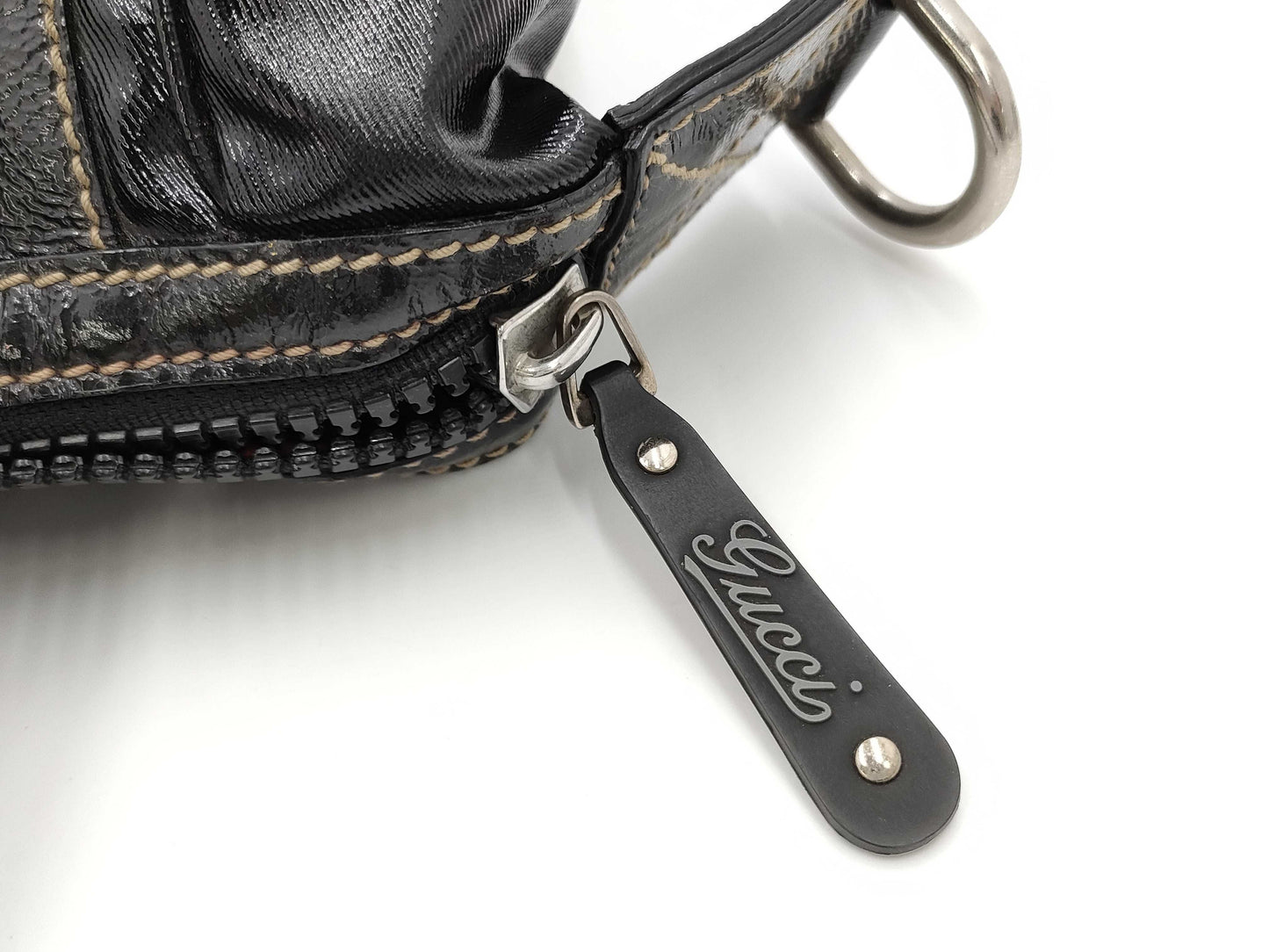 GUCCI GUCCI Dialux Snowgram Boston Bag Black Handbag