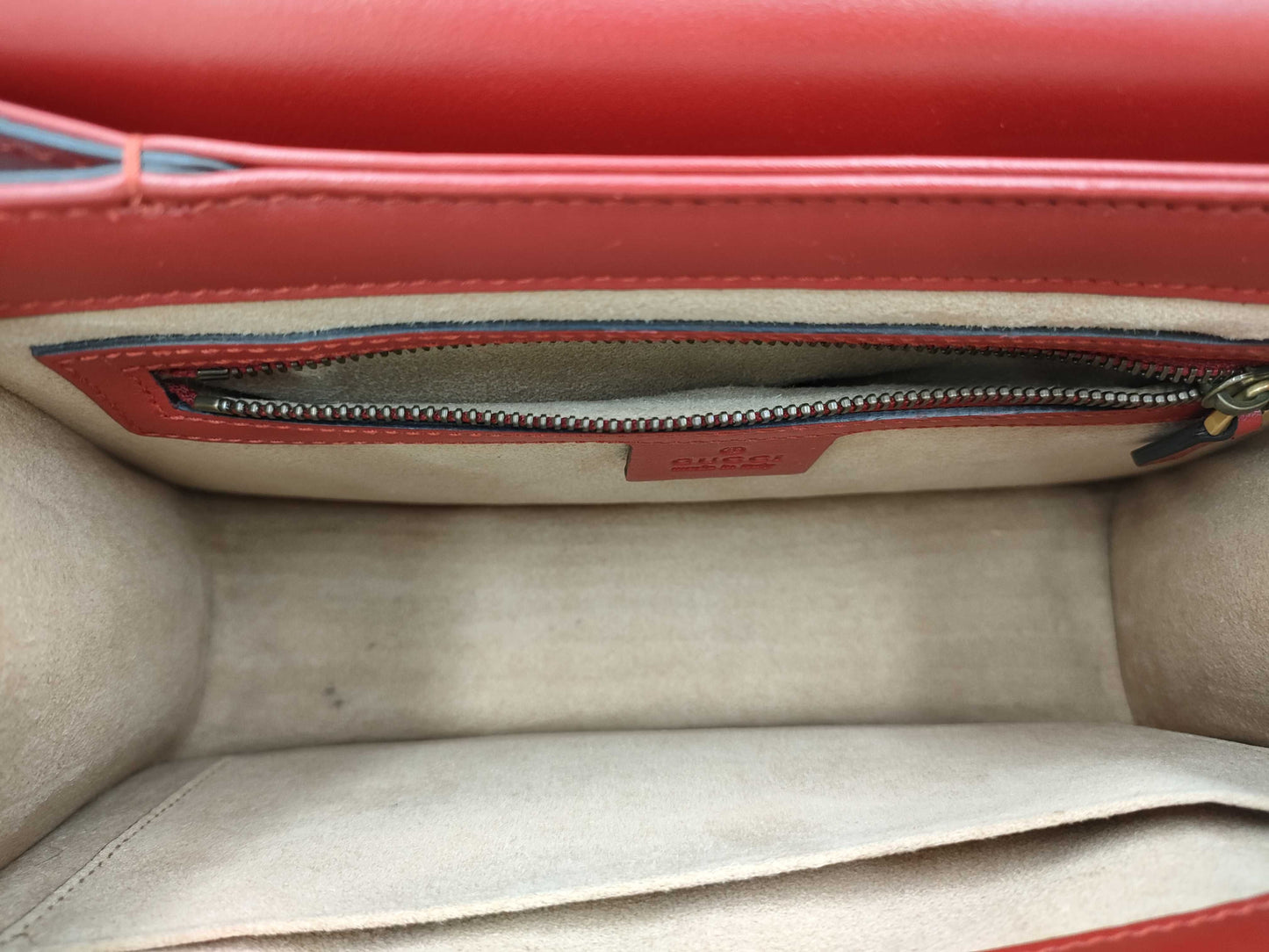 GUCCI Queen Margaret Stripe Bee 476541 White x Red x Navy Leather Shoulder Bag Women's Handbag