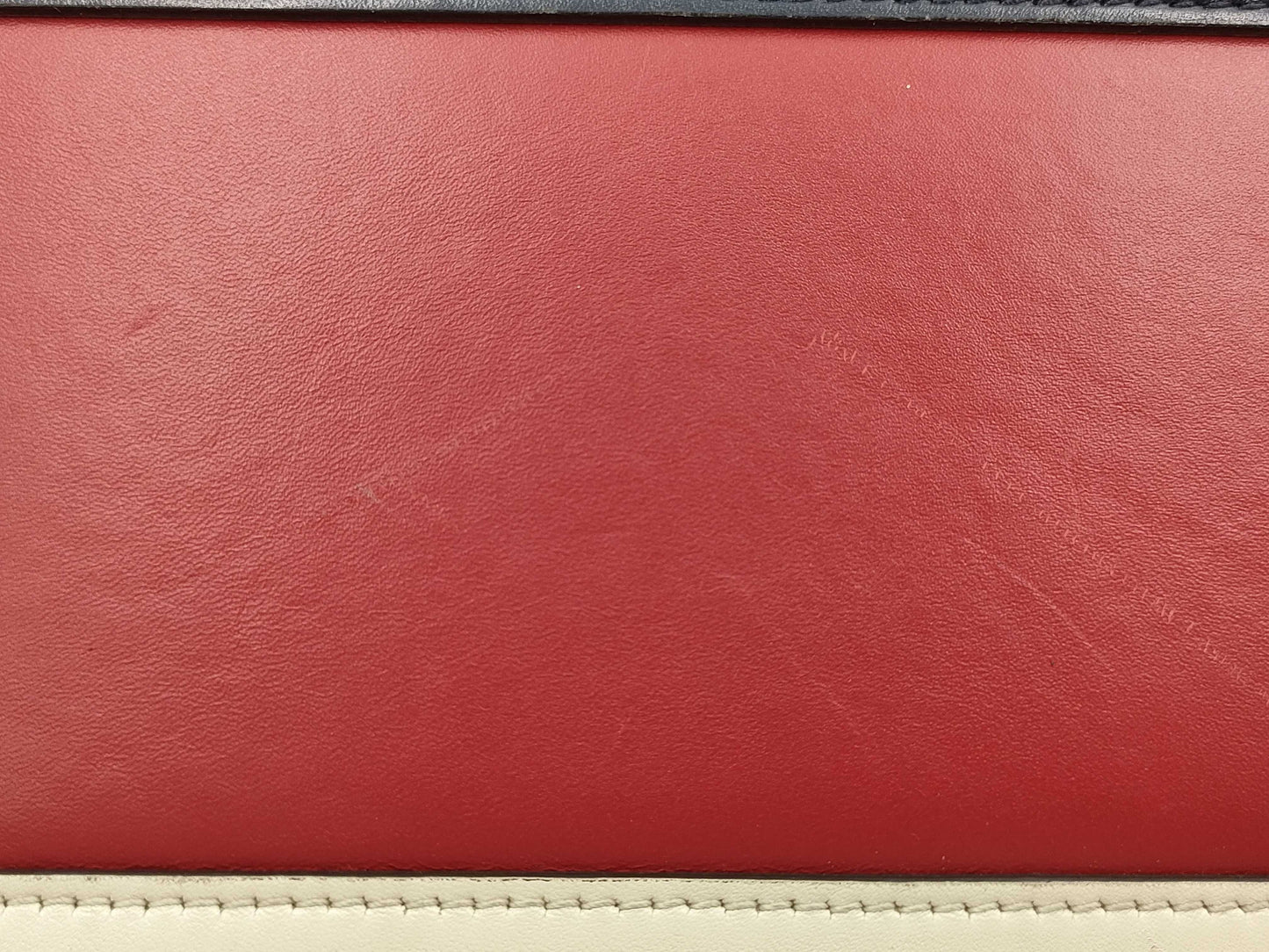 GUCCI Queen Margaret Stripe Bee 476541 White x Red x Navy Leather Shoulder Bag Women's Handbag
