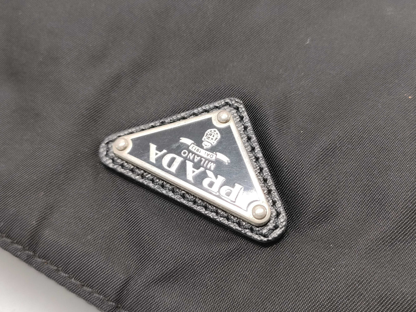 PRADA Nylon Prada Shoulder Bag with Triangle Logo in Black